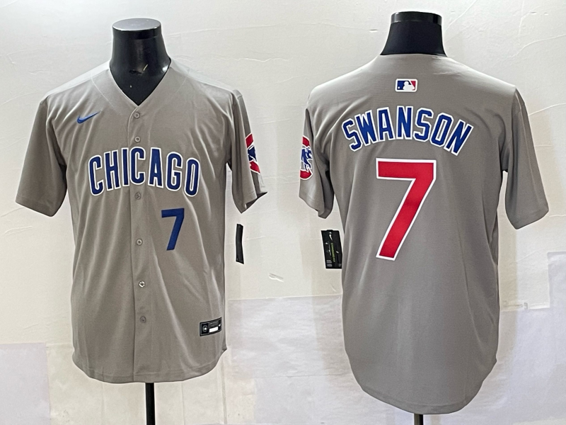 Men Chicago Cubs #7 Swanson grey Nike MLB 2025 jersey 043